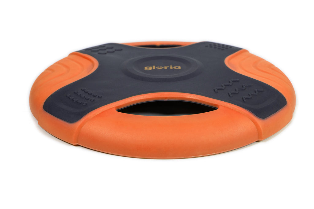 Detaliu lateral frisbee pentru caini Gloria Easy Catch portocaliu