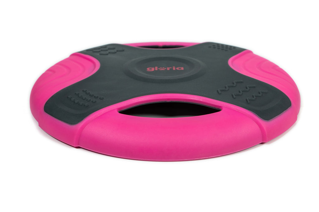 Frisbee pentru caini Gloria Easy Catch roz vazut din lateral