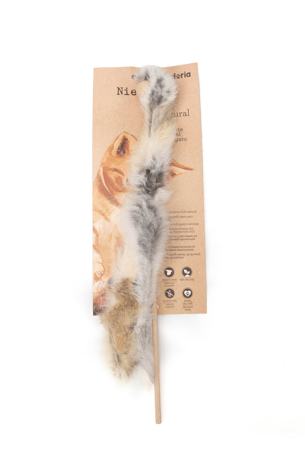 Jucărie pentru pisici Gloria Niemeyeer cu undiță și blană naturală de iepure