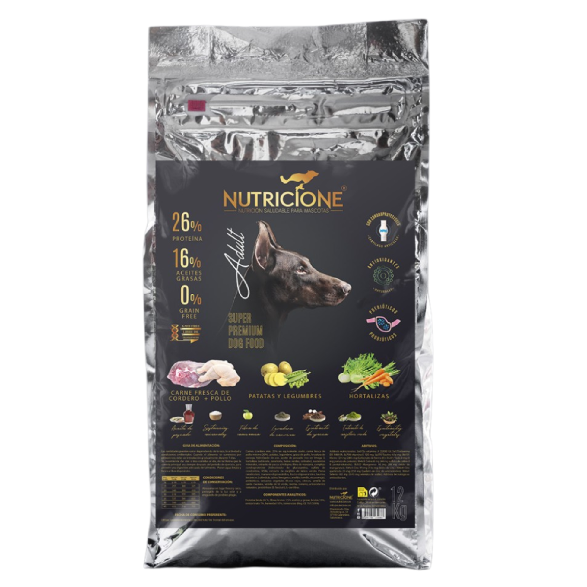 Hrană Uscată cu Carne Proaspătă pentru Câini Adulți | Fără Cereale | Miel/Pui | 12 Kg