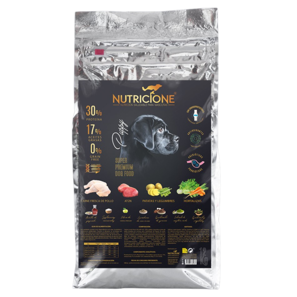 Hrană Uscată cu Carne Proaspătă pentru Câini Junior | Fără Cereale | Pui/Ton | 12 Kg