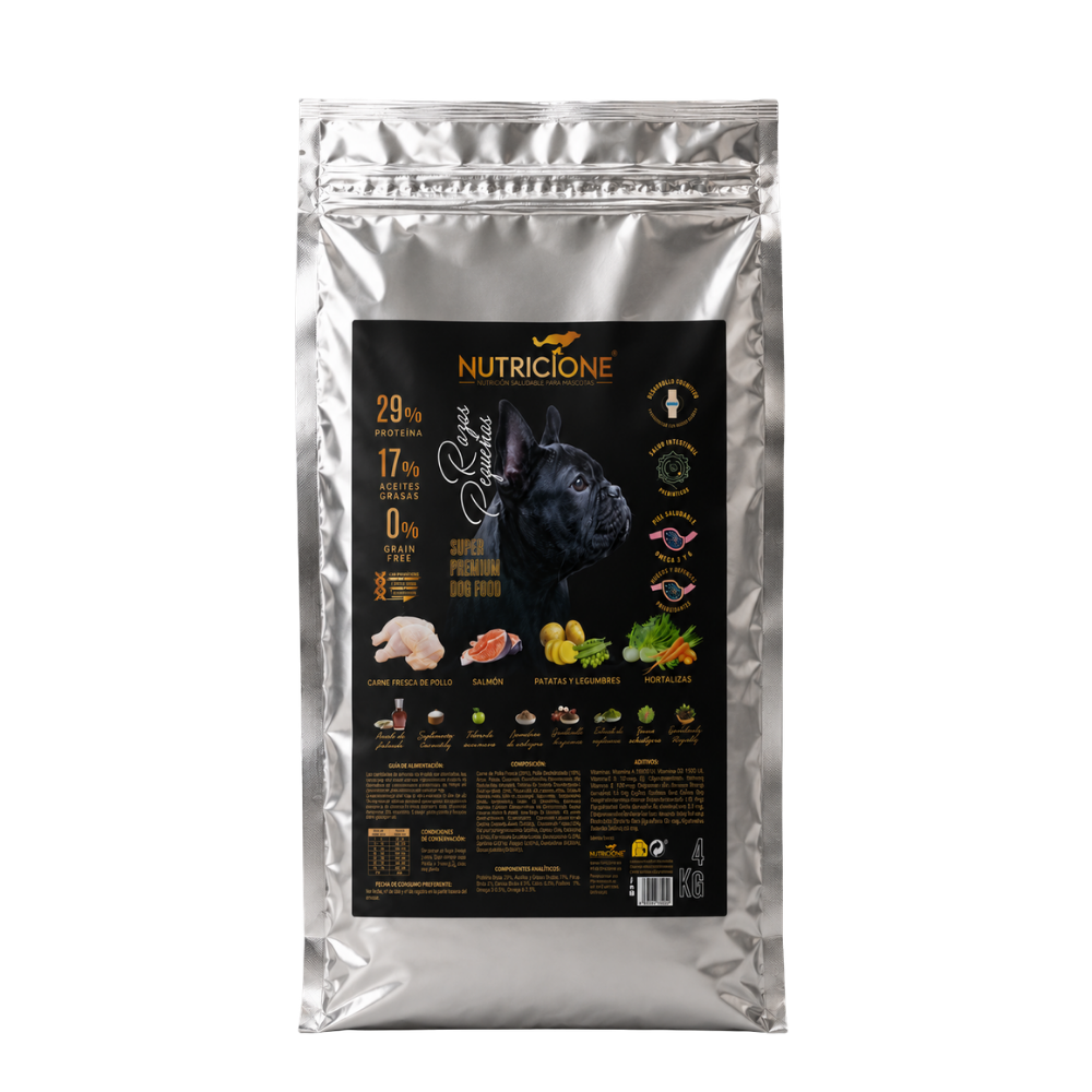 Hrană Uscată cu Carne Proaspătă pentru Rase Mici | Fără Cereale | Pui/Somon | 4 KG