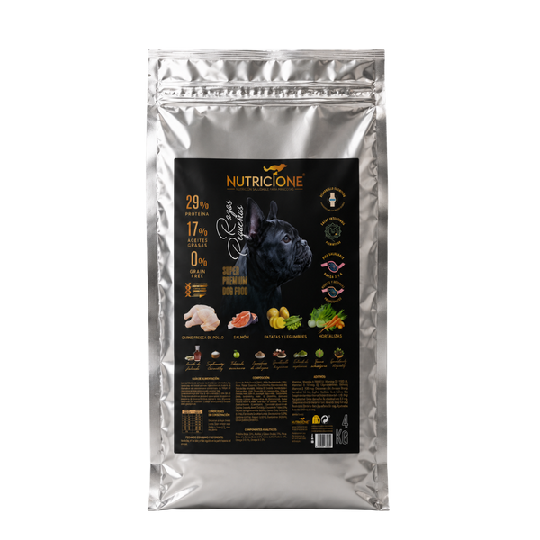 Hrană Uscată cu Carne Proaspătă pentru Rase Mici | Fără Cereale | Pui/Somon | 4 KG