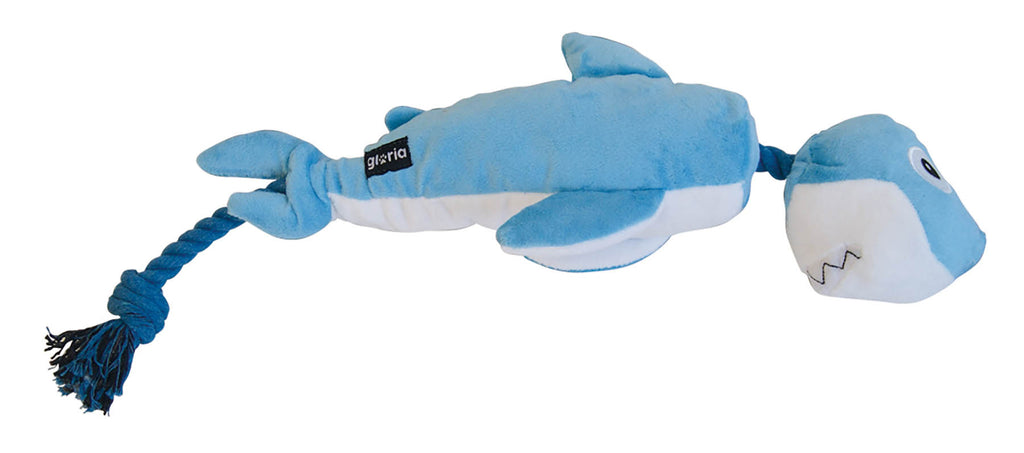 Jucarie de plus pentru caini Gloria Clint, culoare albastra, cu franghie textila, 52 cm