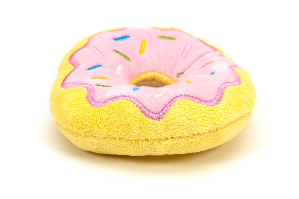 Jucarie de plus pentru caini Gloria Frosty Dognut, gogoasa roz cu decor colorat