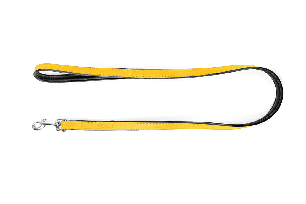 Lesă din piele căptușită Gloria, culoare galben, vedere completă