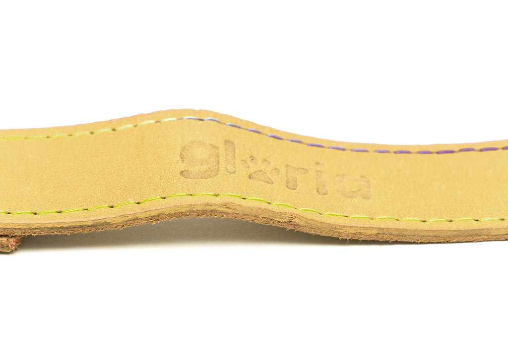 Detaliu piele nubuk lesă Gloria, culoare galben