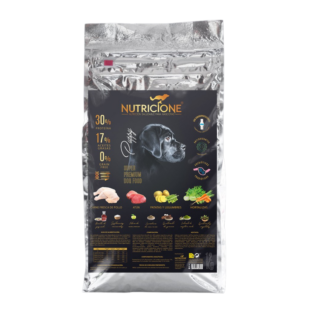 Hrană Uscată cu Carne Proaspătă pentru Câini Junior | Fără Cereale | Pui/Ton | 12 Kg