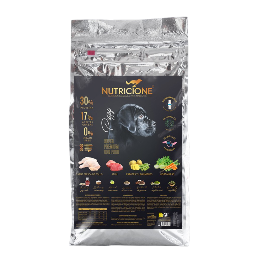 Hrană Uscată cu Carne Proaspătă pentru Câini Junior | Fără Cereale | Pui/Ton | 12 Kg