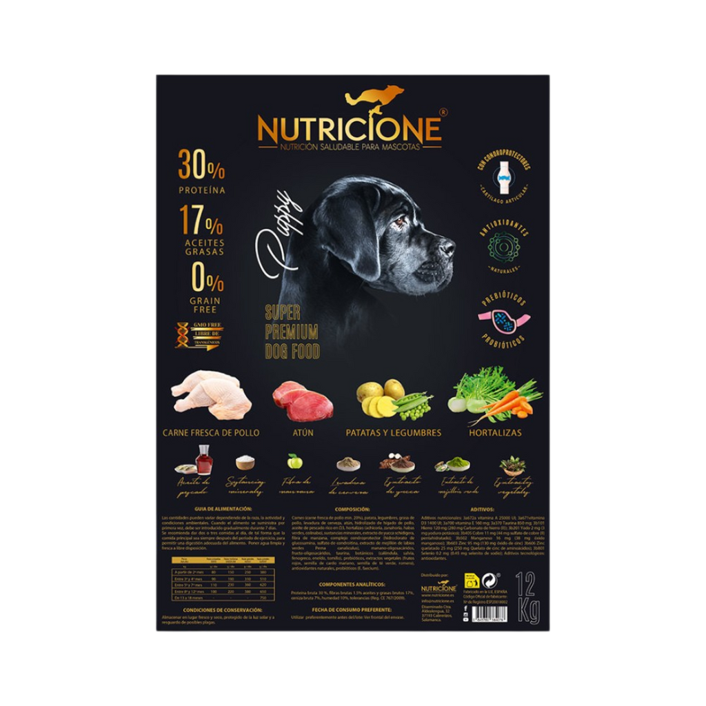 Hrană Uscată cu Carne Proaspătă pentru Câini Junior | Fără Cereale | Pui/Ton | 12 Kg