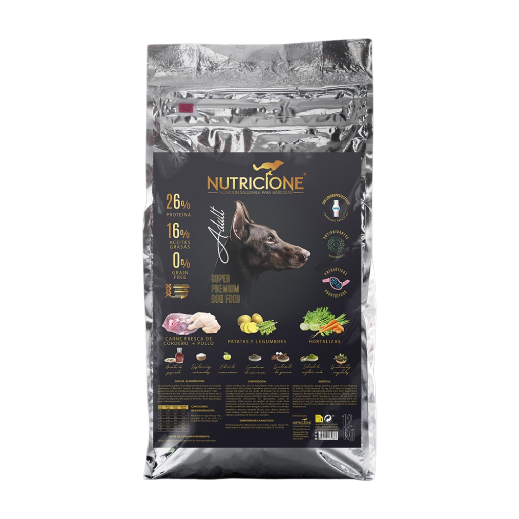 Hrană Uscată cu Carne Proaspătă pentru Câini Adulți | Fără Cereale | Miel/Pui | 12 Kg