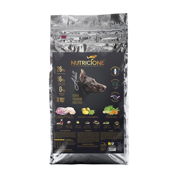 Hrană Uscată cu Carne Proaspătă pentru Câini Adulți | Fără Cereale | Miel/Pui | 12 Kg