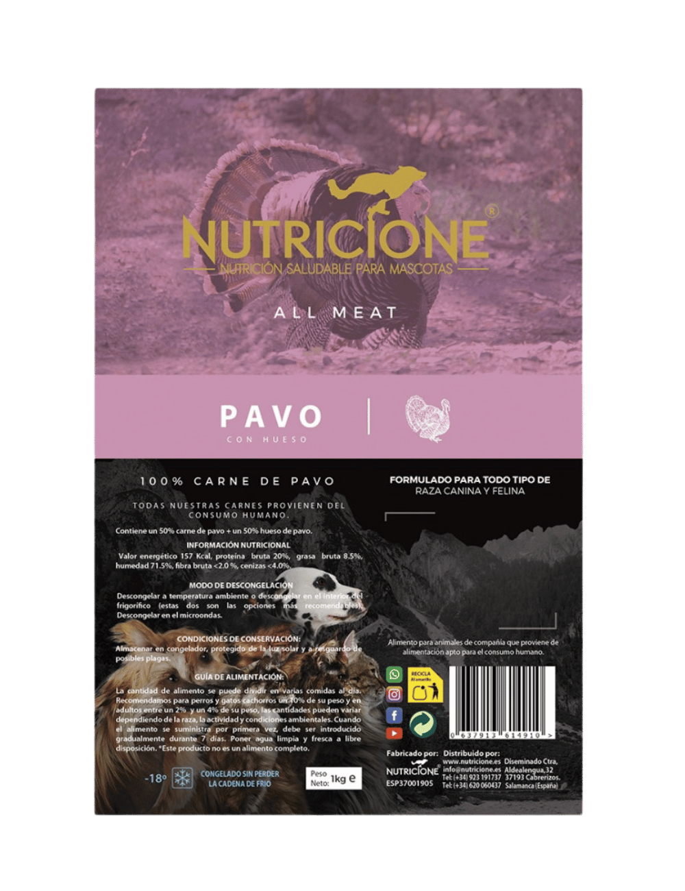 BARF 100% Carne Curcan 1Kg