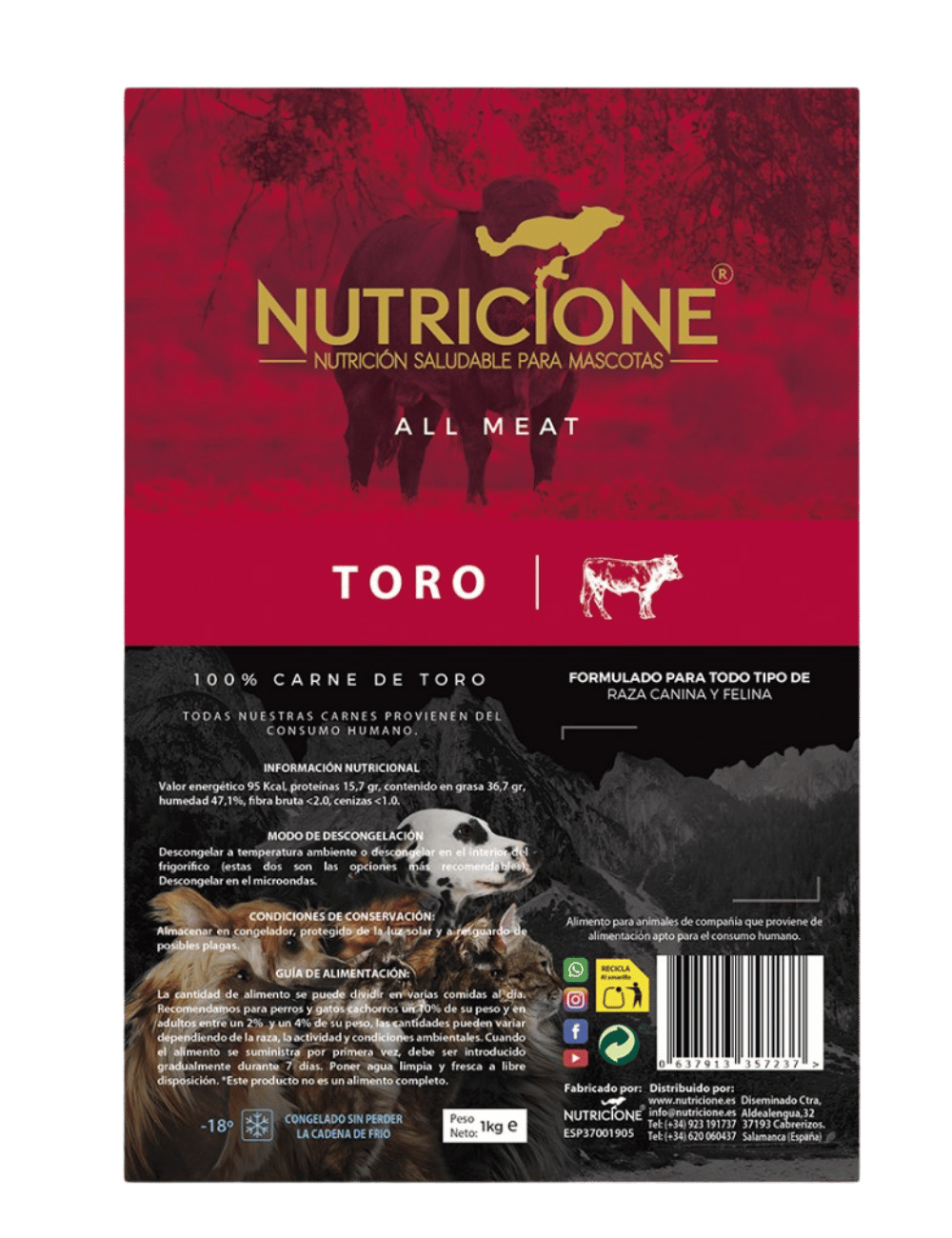 BARF 100% Carne Taur 1Kg