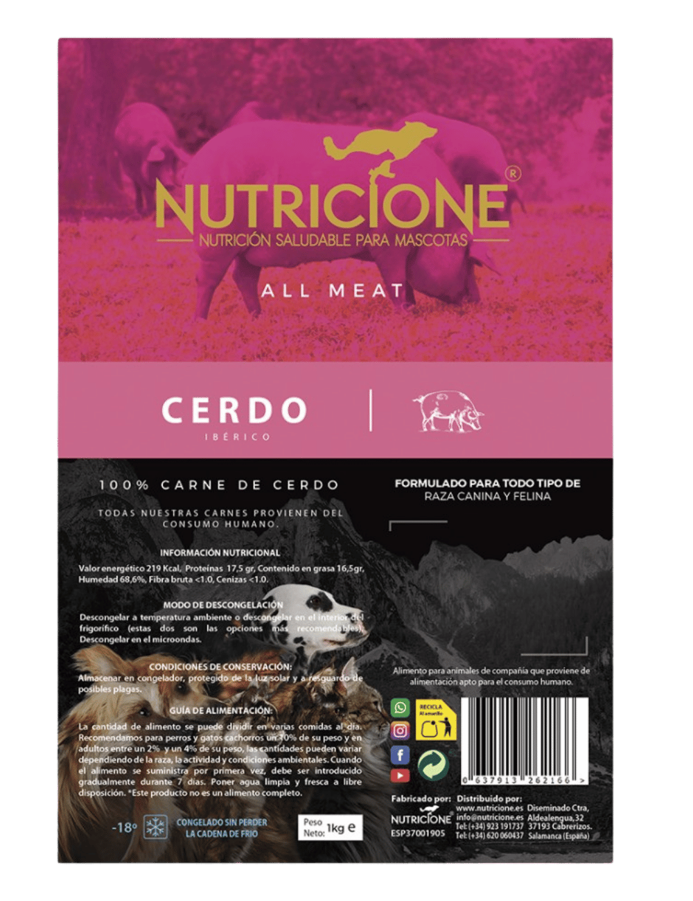 BARF 100% Carne Porc Iberic 1Kg