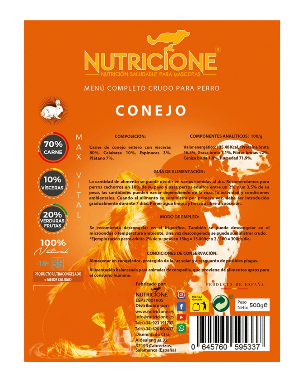 Original Barf | Meniu Complet Iepure Monoproteic 500g