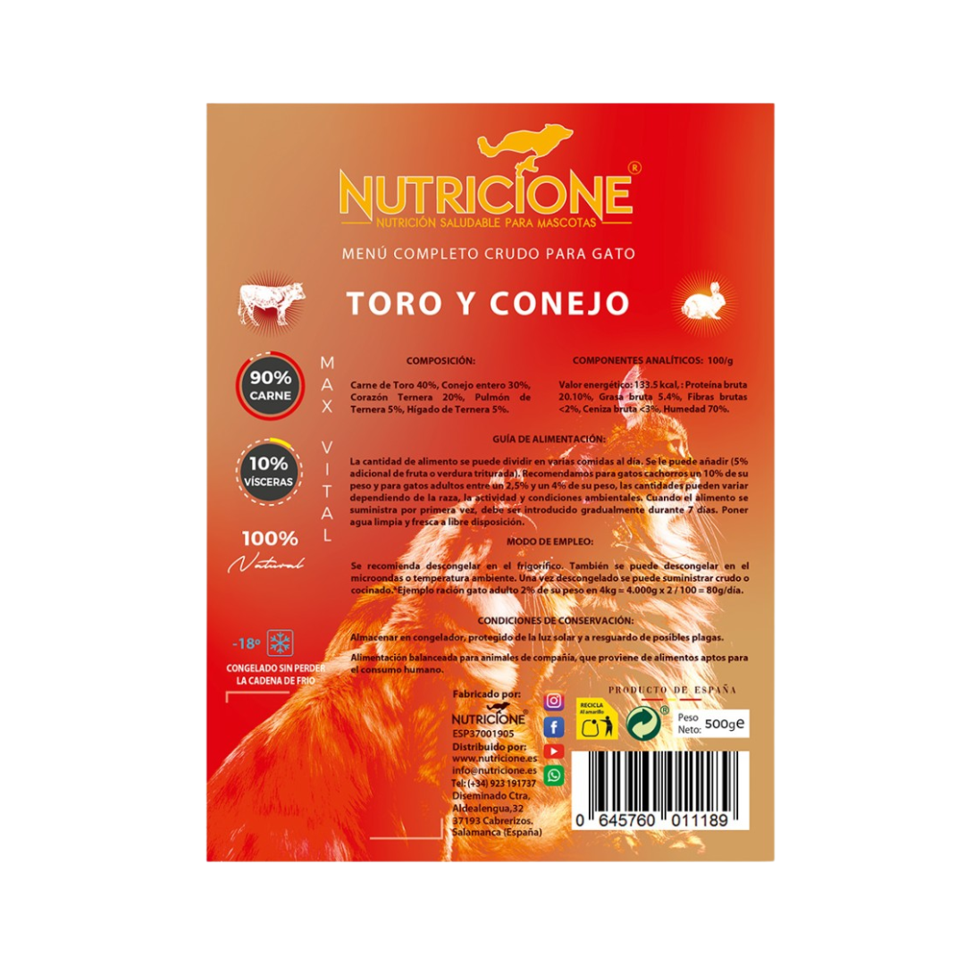Original Barf | Meniu complet Taur/Iepure | Pisici 500g