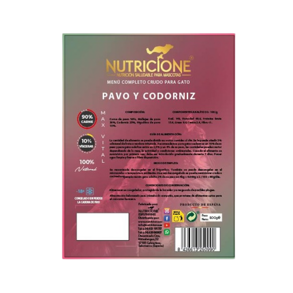 Original Barf | Meniu Complet Curcan/Prepeliță | Pisici 500g