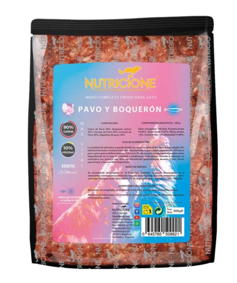 Original Barf | Meniu complet Curcan/Anșoa | Pisici 500g