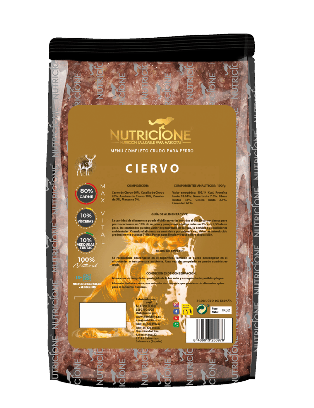 BARF complet din cerb pentru câini – ambalaj sigilat Nutricione