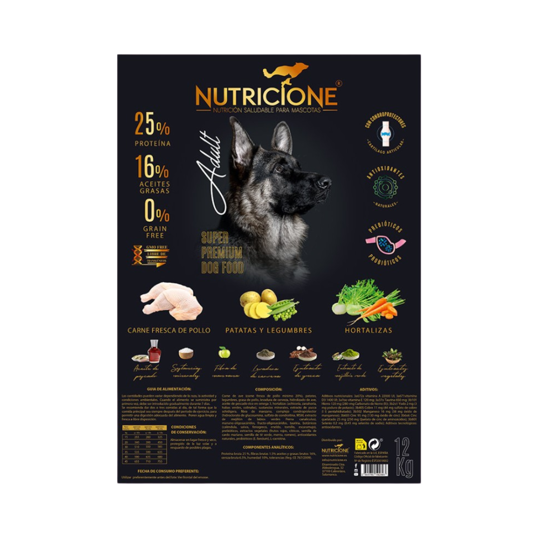 Hrană Uscată cu Carne Proaspătă pentru Câini Adulți | Fără Cereale | Pui | 12 Kg