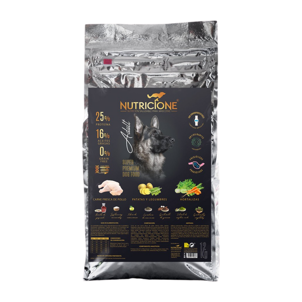 Hrană Uscată cu Carne Proaspătă pentru Câini Adulți | Fără Cereale | Pui | 12 Kg